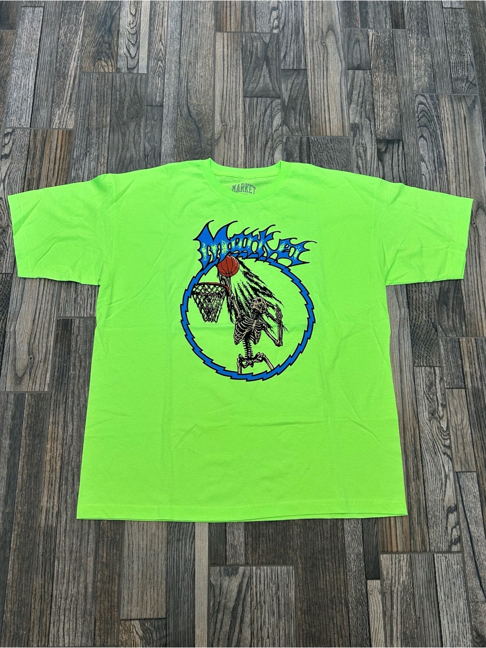 👁️ Chinatown Market X Grateful Dead Dunker Neon Green Skeleton Basketball Tee